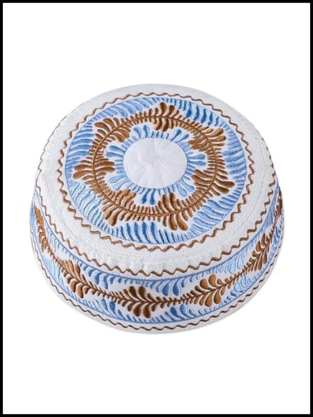Embroidered Kufi Hat Boys Muslim Prayer Headwear Traditional Skull Beanie Cap
